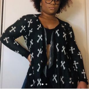Black and White Cross Cardigan